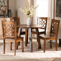 Baxton Studio Rava-Walnut-5PC Dining Set Baxton Studio Rava Modern and Contemporary Walnut Brown Finished Wood